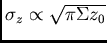 $\sigma_z\propto\sqrt{\pi\Sigma z_0}$